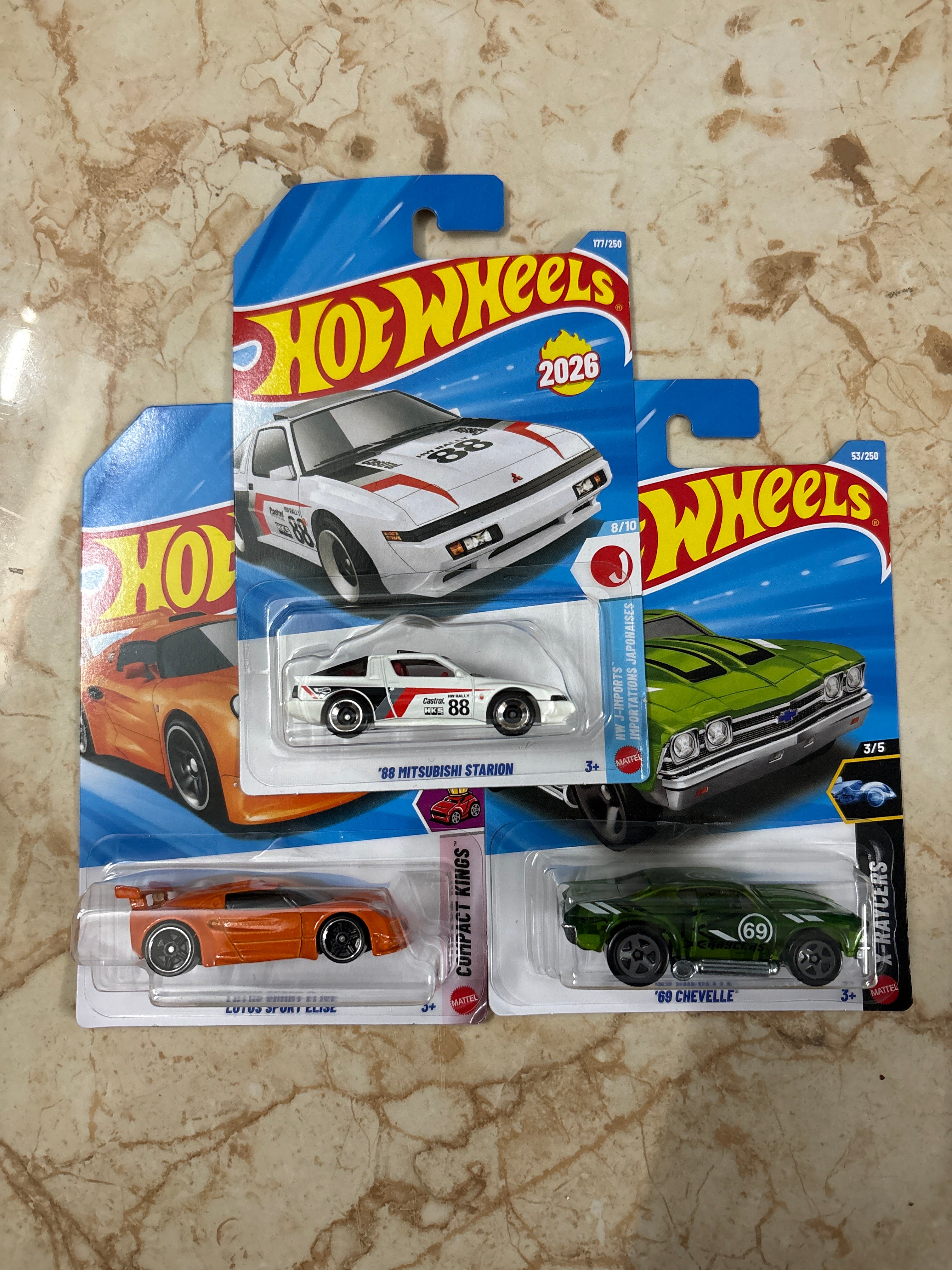 88 Mitsubishi Starion, Lotus Sport Elise, 69 Chevelle